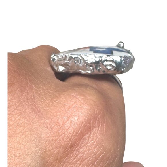 Broken China Texas Flag Ring Handcrafted With Silver Alloy Metalwork Boho Style - Picture 12 of 14